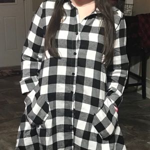 Peach love plaid flowy shirt/dress